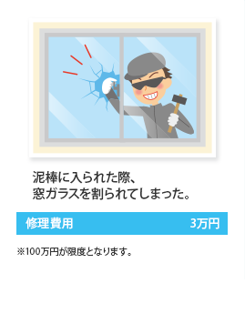 泥棒に入られた際、窓ガラスを割られてしまった。